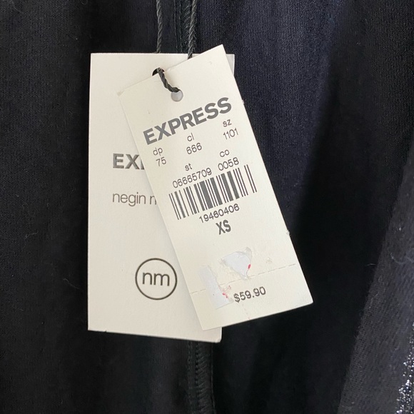 Express x Negin Mirsalehi black metallic wrap top - Picture 7 of 9